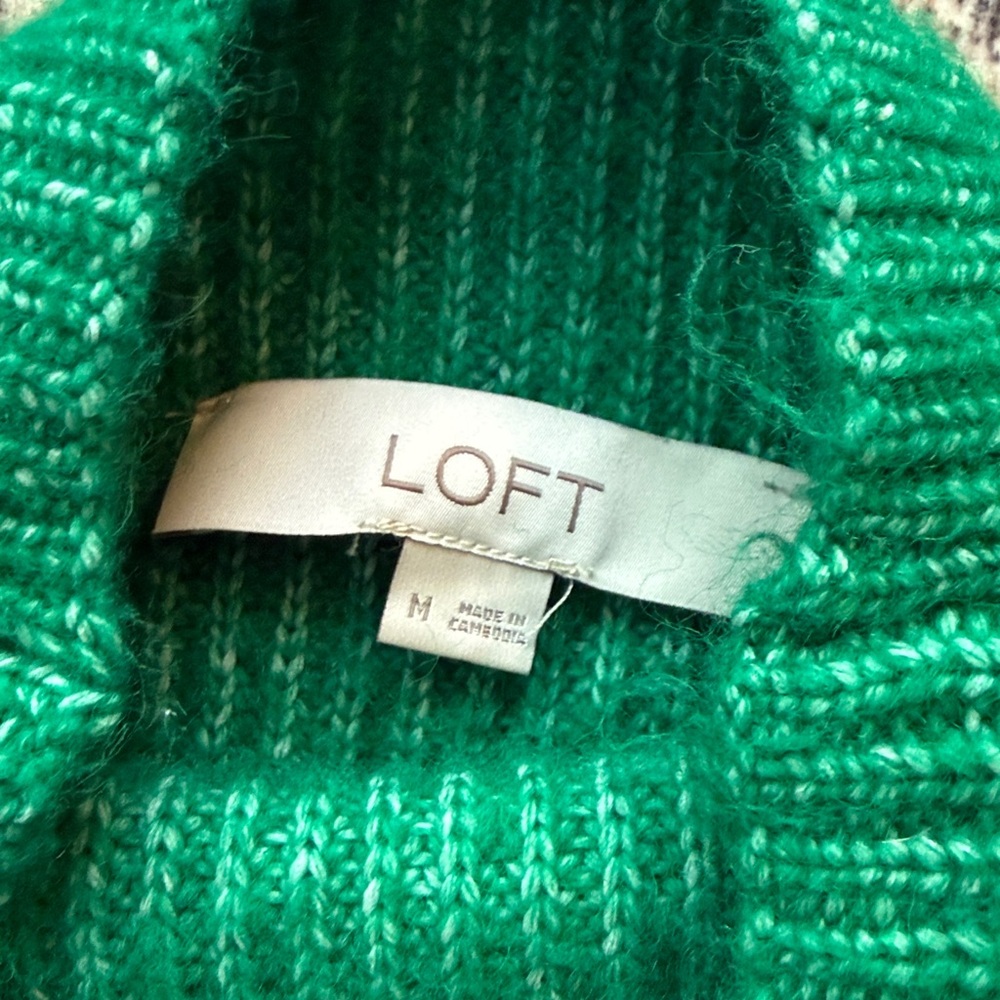 LOFT Green Knitted Mock Neck Sweater - Picture 2 of 8